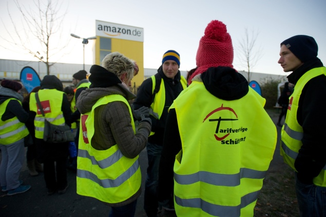 Amazon workers strike in Germany, protesting wages