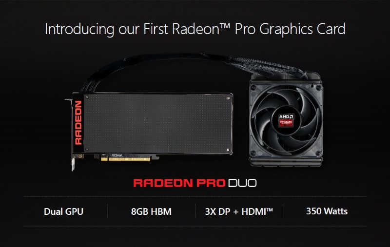 AMD Launches $1,500 Radeon Pro Duo Graphics Card for VR Content Creation