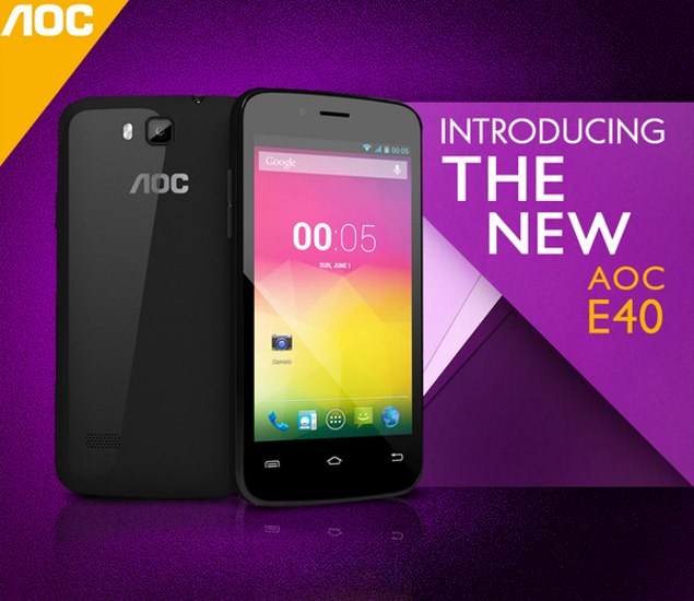 AOC E40 With 4-Inch Display, Android 4.4.2 KitKat Launched at Rs. 5,299