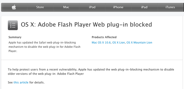 Apple blocks older versions of Adobe Flash on Macs citing security risks