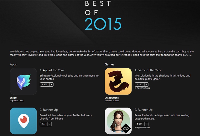 Apple Showcases 'Best of 2015' Apps and Games