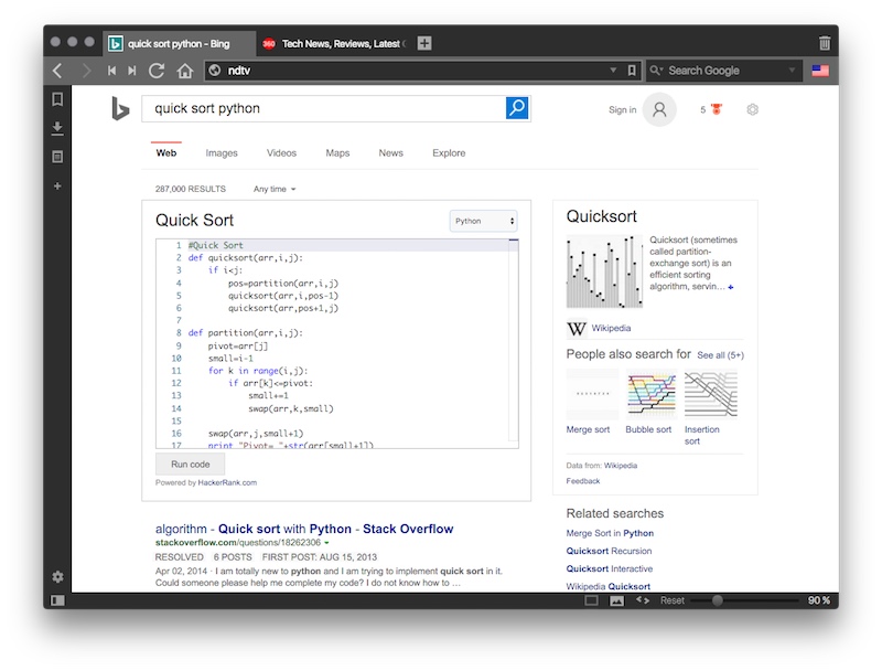 Bing Now Shows Executable Code Snippets in Search Results