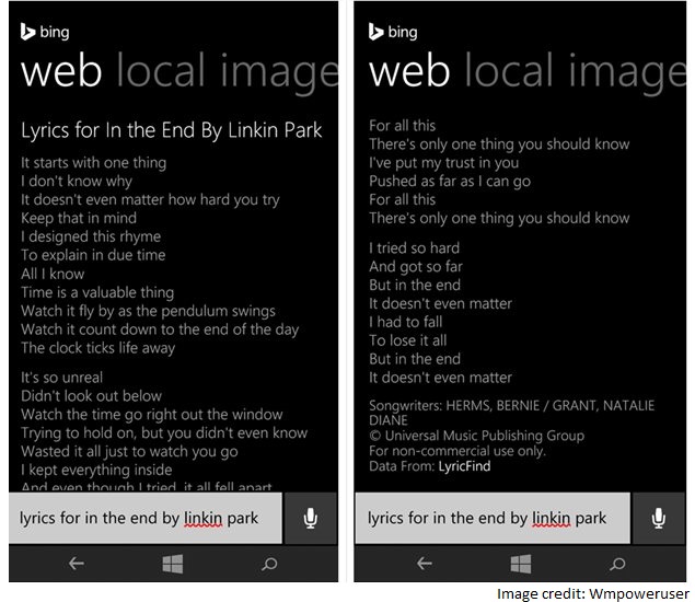 Microsoft Cortana Gets Full Song Lyrics; Eating Place Suggestions Expand