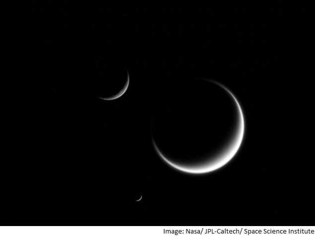 Nasa's Cassini Spacecraft Captures Triple Crescent Moon on Saturn