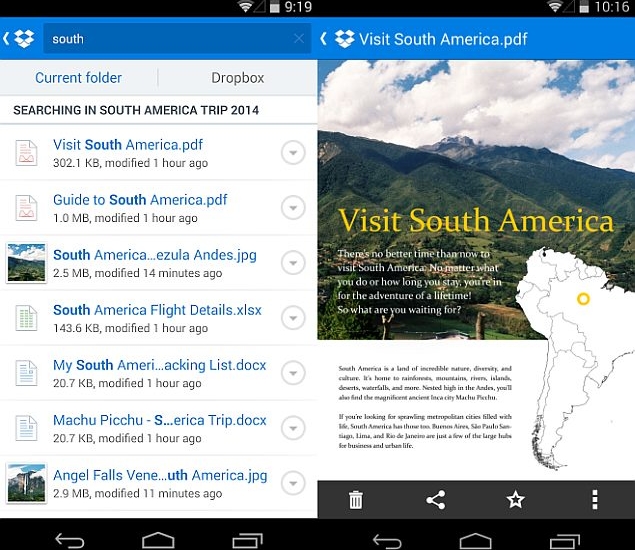 Dropbox for Android Gets Overhauled Document Preview and Search Features