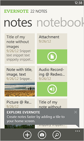 Evernote for Windows Phone updated with new Note List tiles and performance improvements