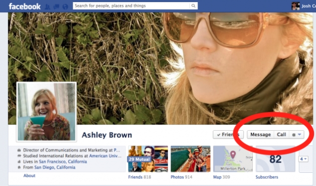 Facebook adds video call button to profiles