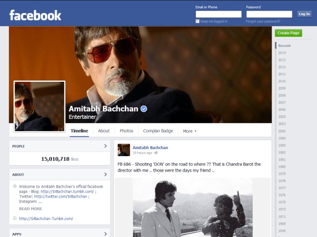 Amitabh Bachchan's Facebook Page Crosses 15 Million Likes