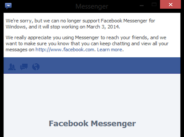 Facebook Messenger for Windows and Firefox shutting down on March 3