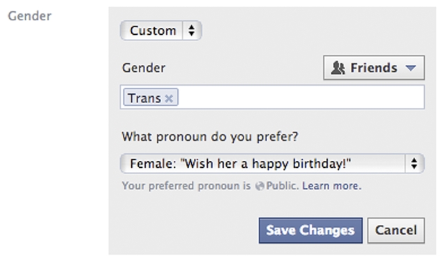 Facebook now offers gender choices other than male and female