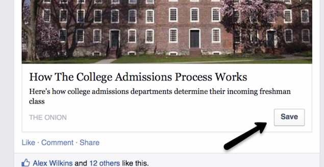 Facebook testing 'Save' read-it-later button for Web interface