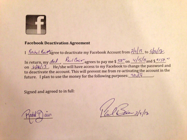 Father-daughter enter $200 agreement to keep her off Facebook