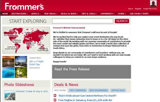 Google to buy Frommer's travel guidebooks