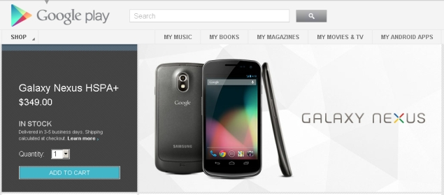Galaxy Nexus gets price cut on Google Play Store, now selling for $349