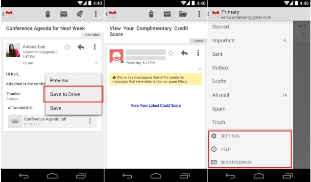 Gmail for Android Updated With Save to Drive and Other New Features