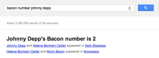 Google search reveals celebrity closeness with Six Degrees of Kevin Bacon