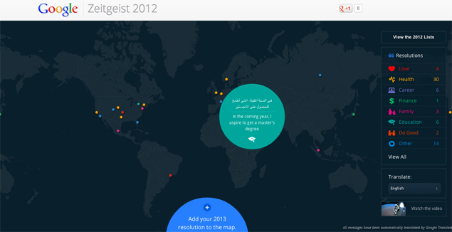 Google's interactive map spurs users to achieve New Year resolutions
