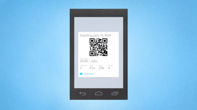 Google Now automatically pulls your digital boarding pass
