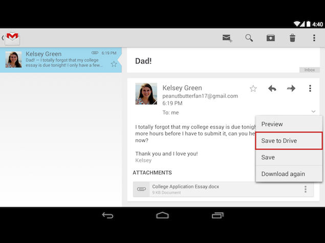 Gmail for iOS Gets Insert and Save to Drive Features, and More