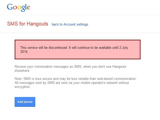 Google Discontinues SMS for Hangouts; Might Integrate Google Voice Soon