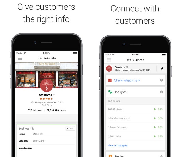 google my business app to change address