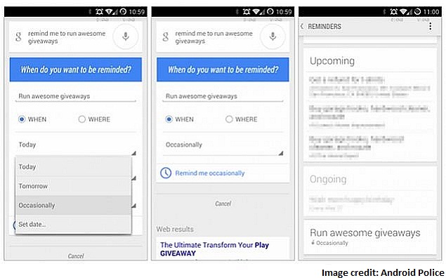 Google Now Adds New 'Occasional' Reminder Feature