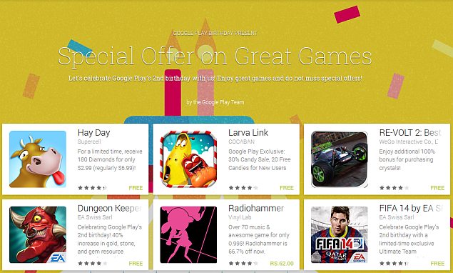 Google Play's second birthday sale kicks off with special offer on games