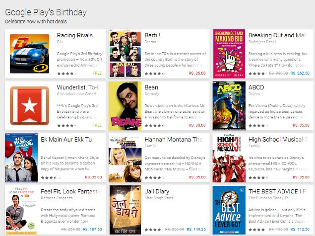 Google Play's 3rd Birthday Sale Offers Free and Discounted Content