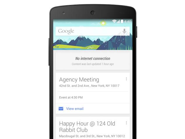 Google Now Cards on Android Now Available for Offline Use