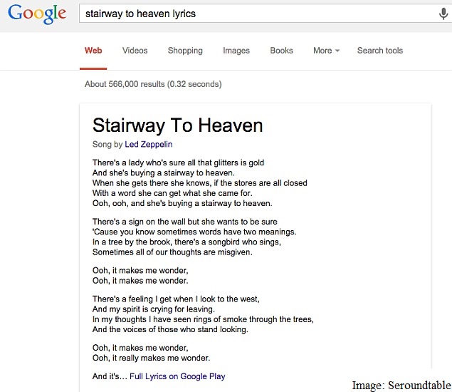 Google Search Starts Displaying Full Song Lyrics on the Web: Report