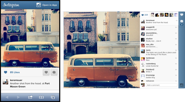 Instagram revamps mobile photo pages, introduces 'Open in App' button