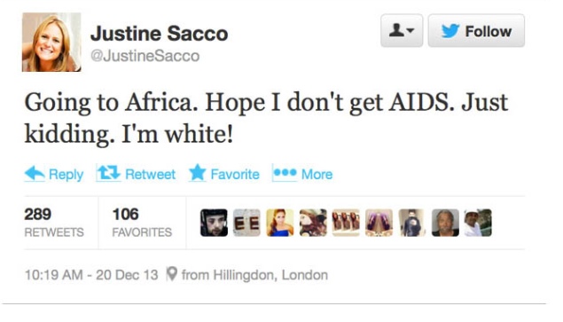 Justine Sacco, who enraged Twitter with her AIDS in Africa tweet, apologises