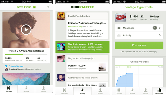 Kickstarter enters mobile space, launches iOS app