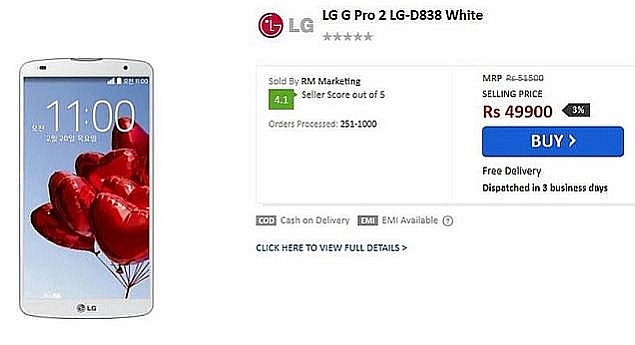 LG G Pro 2 now available in India at Rs. 49,900