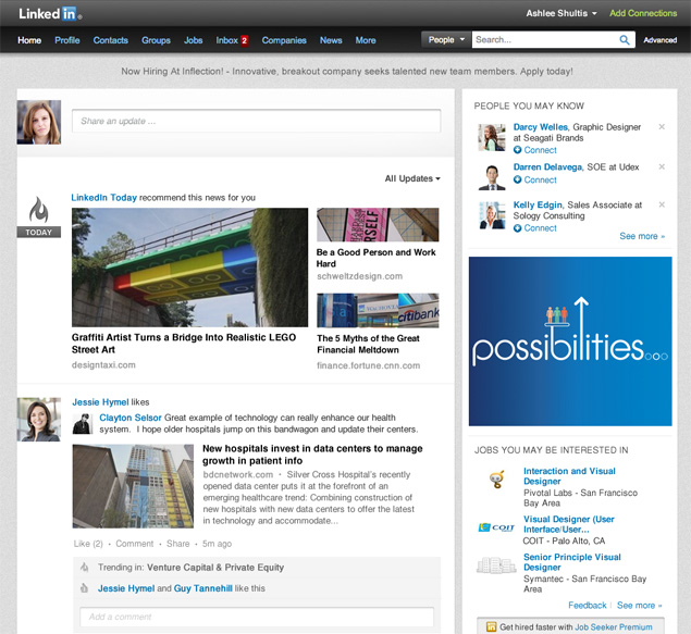 LinkedIn redesigns homepage to make it more Facebook-like