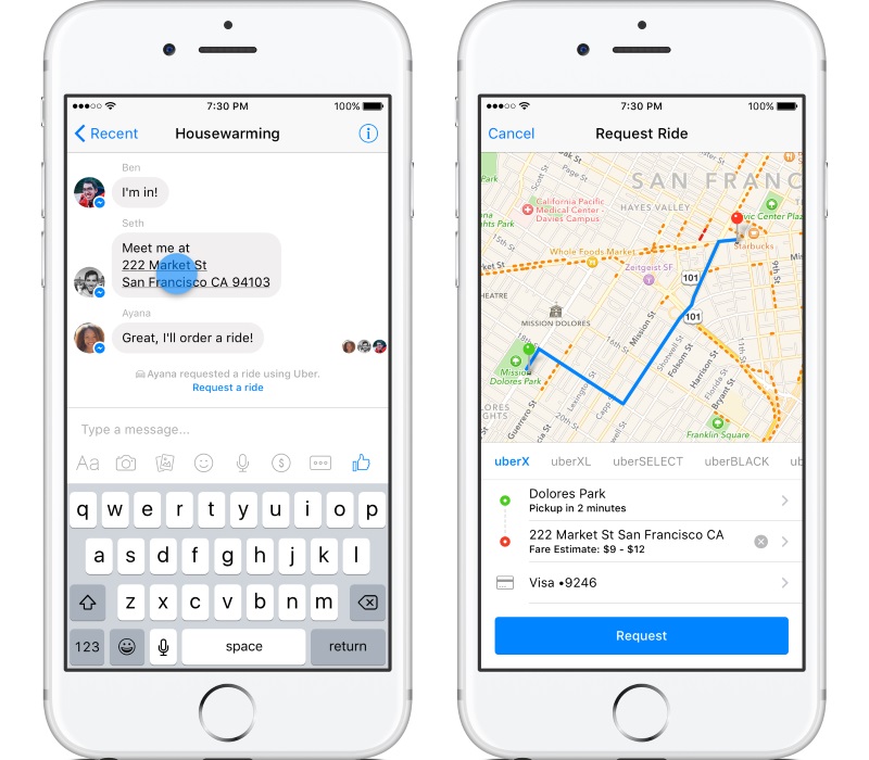 Facebook Partners With Uber for Ride-Hailing Service via Messenger