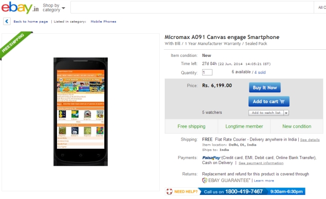 Micromax Canvas Engage With Android 4.4 KitKat Available Online at Rs. 6,199