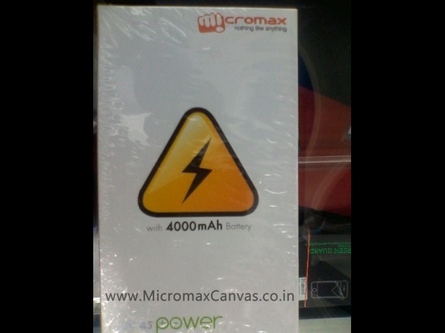 Micromax Canvas Power purportedly leaked tipping a 4000mAh battery