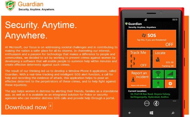 Microsoft launches Guardian safety app for Windows Phone users in India