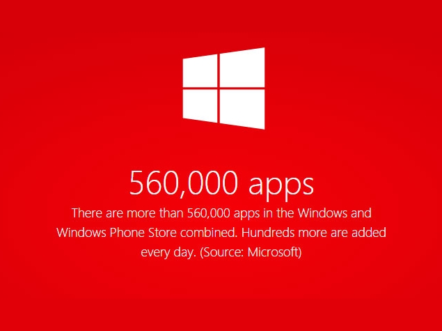 Windows, Windows Phone Stores Have Over 560,000 Apps Combined: Microsoft