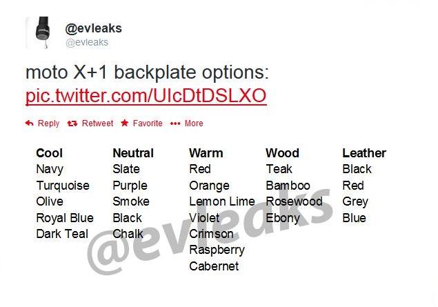 Moto X+1 said to come with 25 back panel colour options at launch