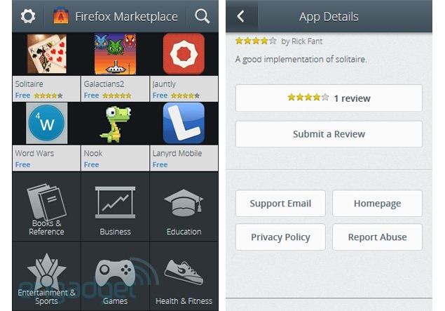 Firefox OS Marketplace screenshots leaked