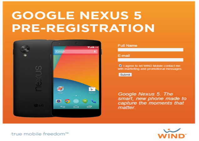 Nexus 5 pre-registration page goes live in Canada, confirms specifications
