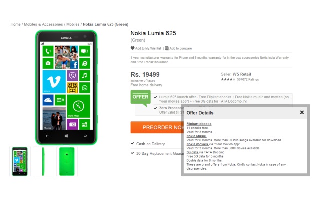 Nokia Lumia 625 with 4.7-inch display up for pre-orders at Rs. 19,499