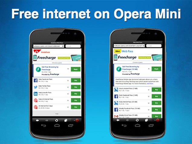Opera, FreeCharge Offer Free Internet to Idea and Vodafone Subscribers