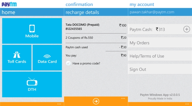 Paytm app launched for Windows Phone and Nokia Asha touch phones