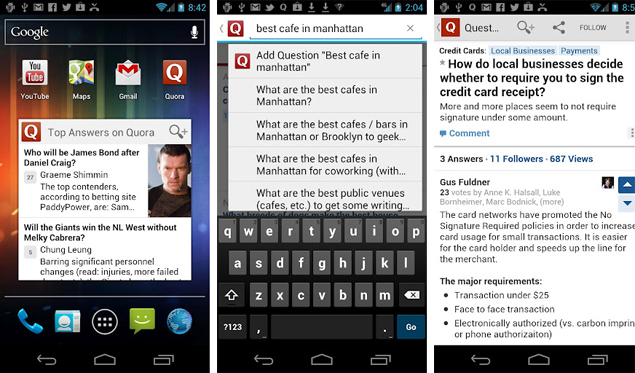 Quora for Android launches with integrated voice search, widget support