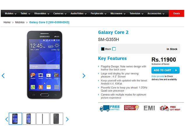 Samsung Galaxy Core 2 With Android 4.4 KitKat Launched at Rs. 11,900
