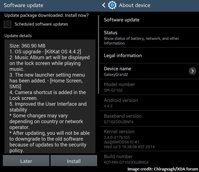 Samsung Galaxy Grand 2 Duos Starts Getting Android 4.4.2 KiKat Update in India