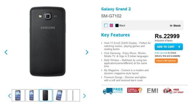 Samsung Galaxy Grand 2 now available in Black colour variant in India